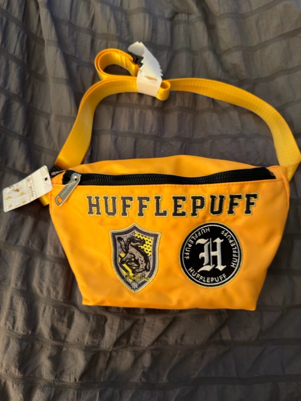 HUF Yellow Logo Waist Pack with Silver Zipper Pull